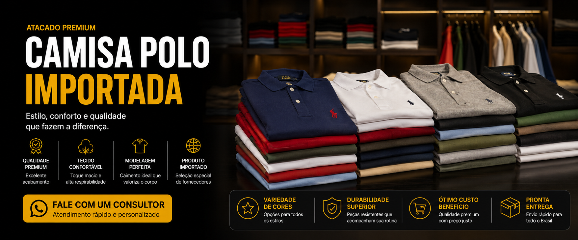 Atacado Camisas Premium Algodão Pima Peruano Legítimo